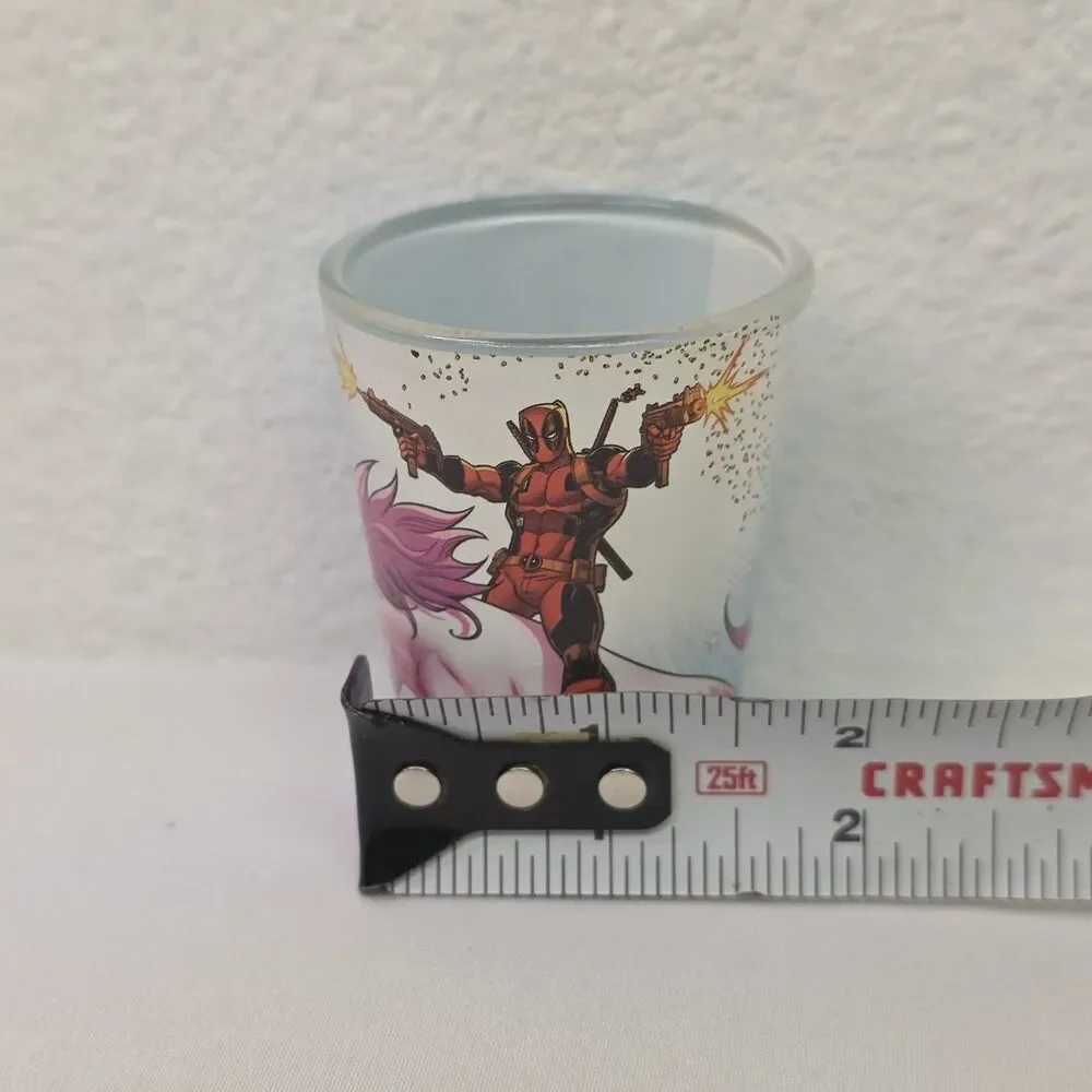 Deadpool Shot Glass, Deadpool On A Unicorn, Spencer's, Marvel Comics New